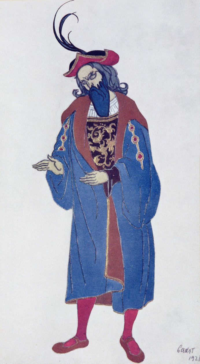 تصميم زي Blue-Beard ، من Sleeping Beauty ، 1921 بواسطة ليون باكست