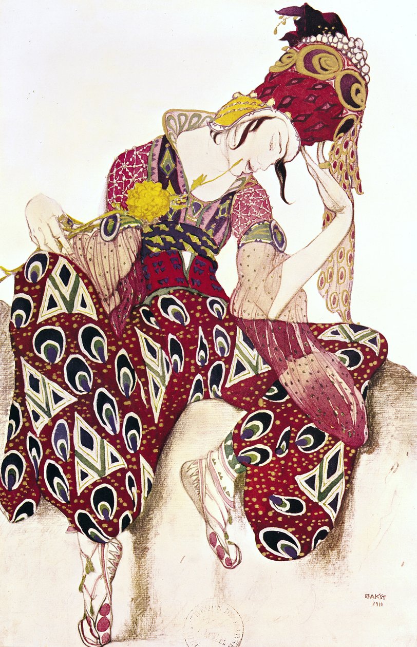 تصميم الزي لـ Nijinsky في الباليه `` La Peri &39;&39; بواسطة Paul Dukas (1865-1935) 1911 بواسطة ليون باكست