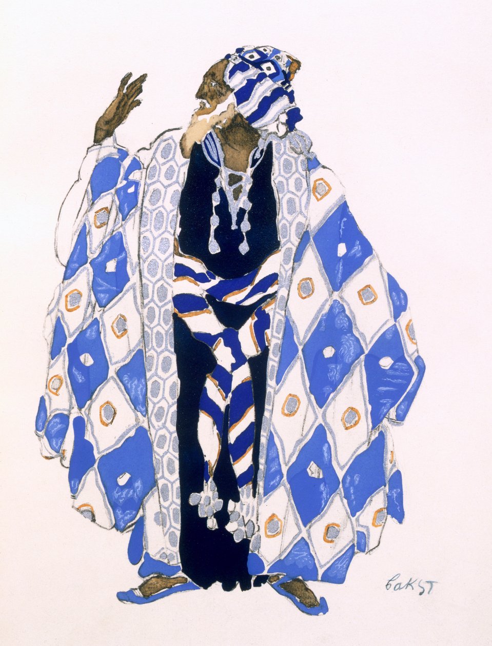 تصميم أزياء لرجل عجوز من أجل "استشهاد القديس سيباستيان" بقلم غابرييل دانونسيو (1863-1938) ج. بواسطة ليون باكست