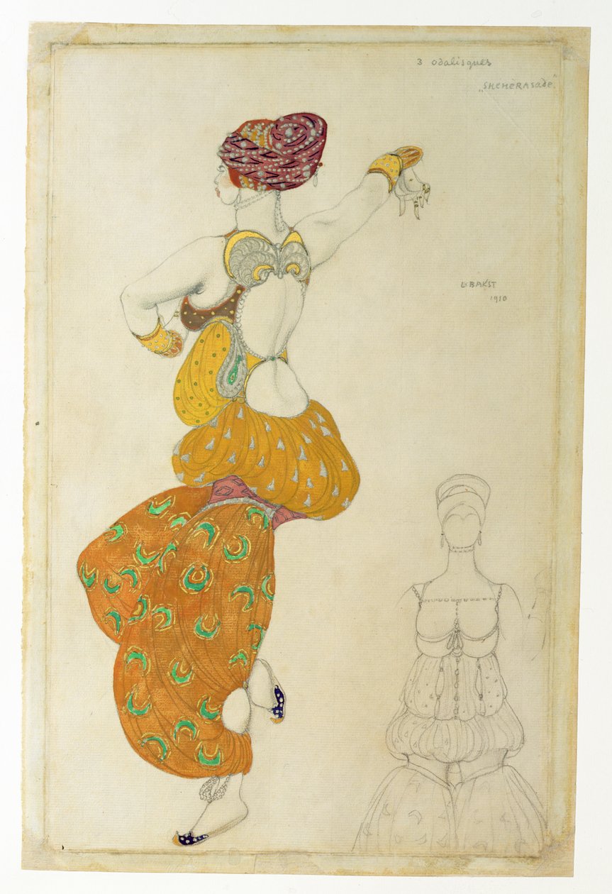 تصميم أزياء لواحدة من الأوديال الثلاثة لشهرزاد ، 1910 (الغواش) بواسطة ليون باكست