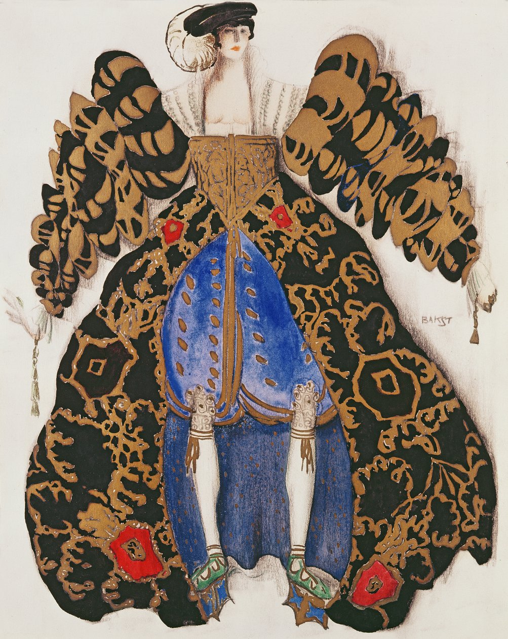 تصميم أزياء الباليه "La Legende de Joseph" ، 1914 (فحم وغواش على ورق) بواسطة ليون باكست