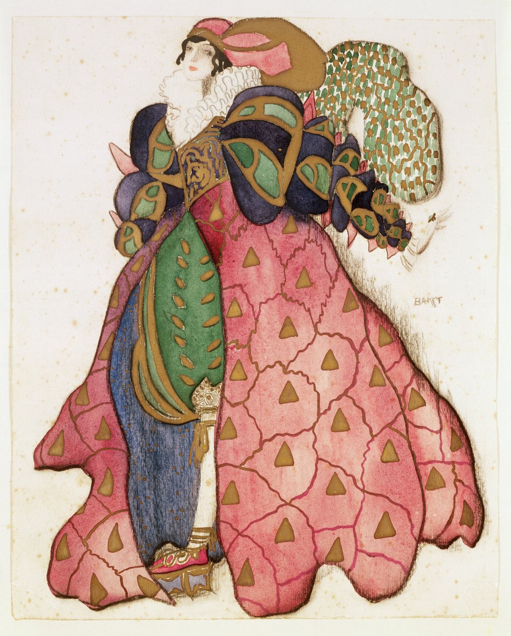 تصميم أزياء الباليه "La Legende de Joseph" ، 1914 (فحم وغواش على ورق) بواسطة ليون باكست