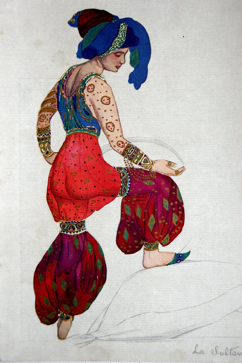 تصميم الأزياء للسلطان الأزرق في "شهرزاد" ، ج .1910 بواسطة ليون باكست