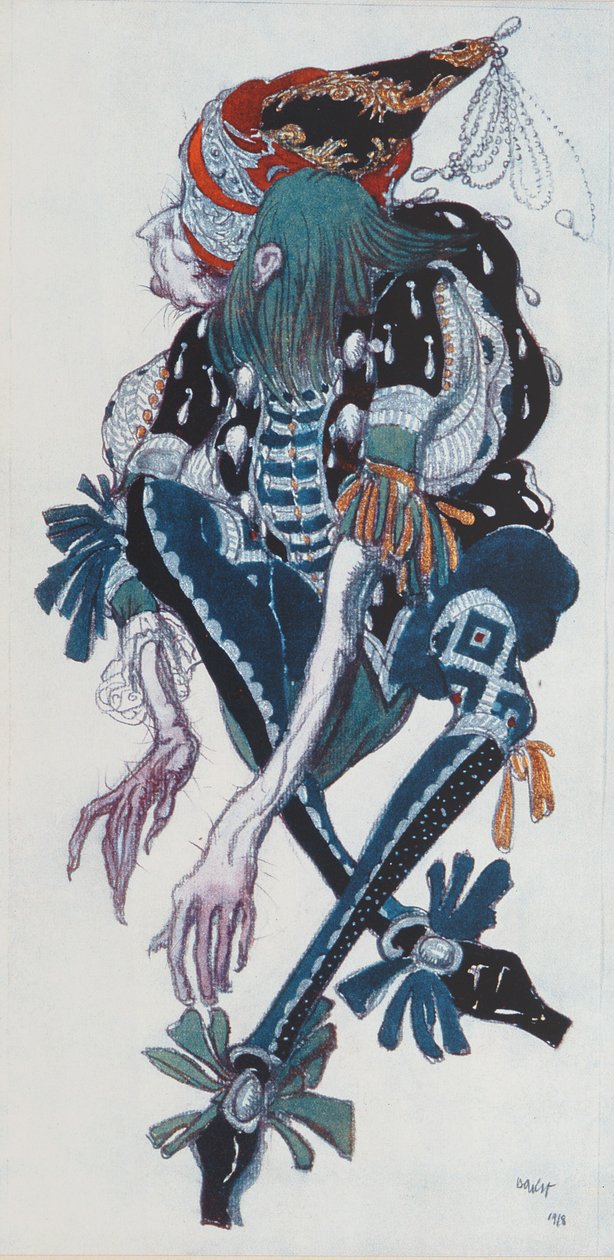 تصميم الأزياء لصفحة Pageboy للجنية الشريرة Carabosse ، من Sleeping Beauty ، 1918 بواسطة ليون باكست