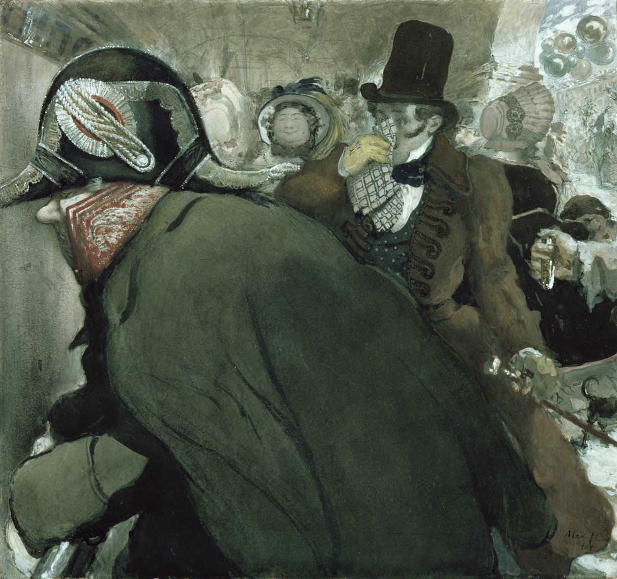 رسم توضيحي لـ "الأنف" من تأليف نيكولاي جوجول (1809-52) 1904 (مرحاض ، غواش ، لون أبيض مع حبر على ورق) بواسطة ليون باكست
