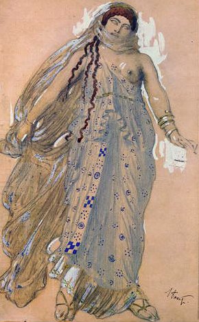 Phaedra ، تصميم الأزياء لدراما Euripides Hippolytos ، 1902 (مرحاض وزيت على الكرتون) بواسطة ليون باكست