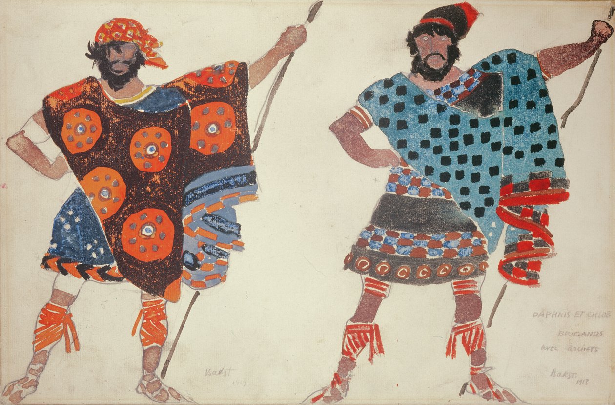 تصميم زي القراصنة لدافنيس وكلوي ، 1913 (ألوان مائية على متن الطائرة) بواسطة ليون باكست