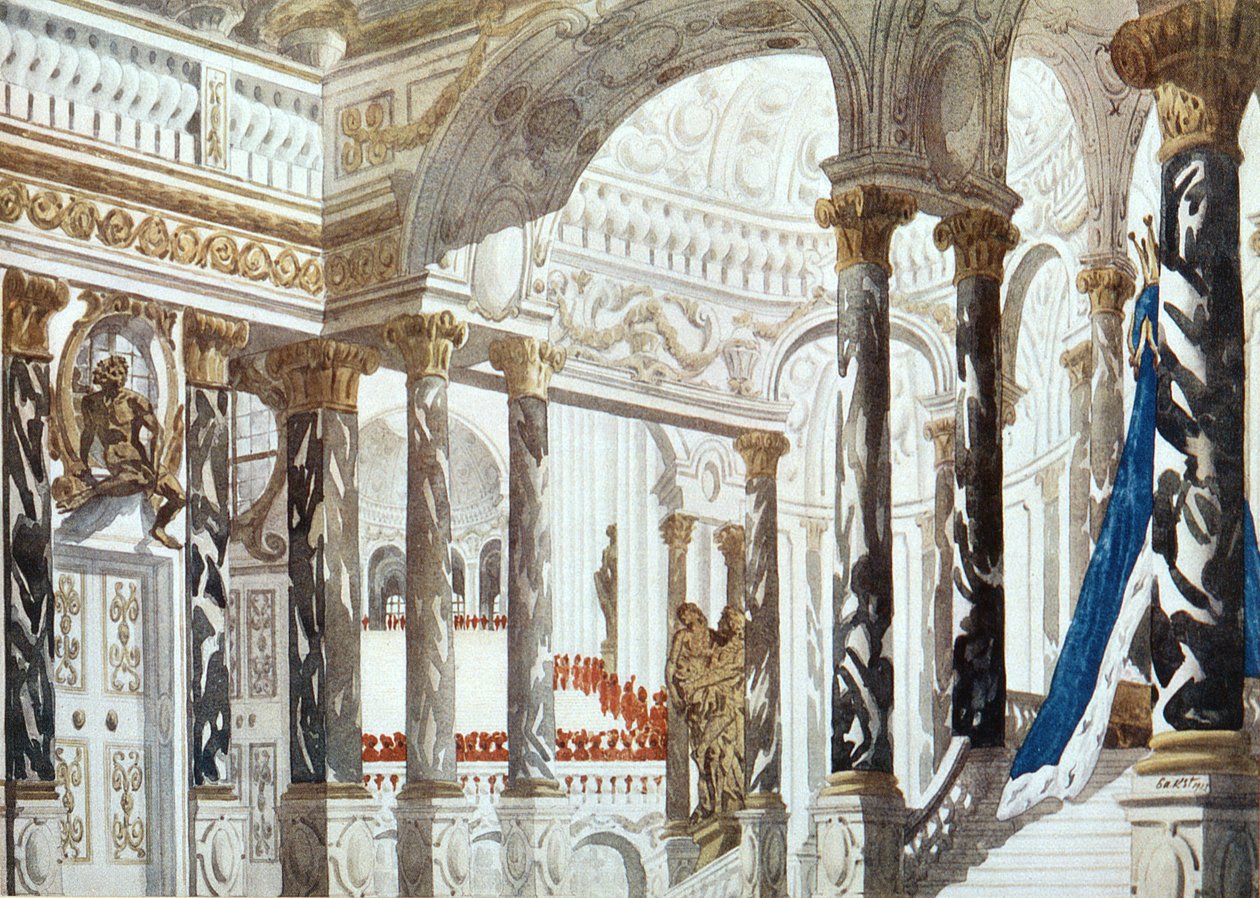 تصميم مشهد للمعمودية ، من Sleeping Beauty ، 1921 بواسطة ليون باكست