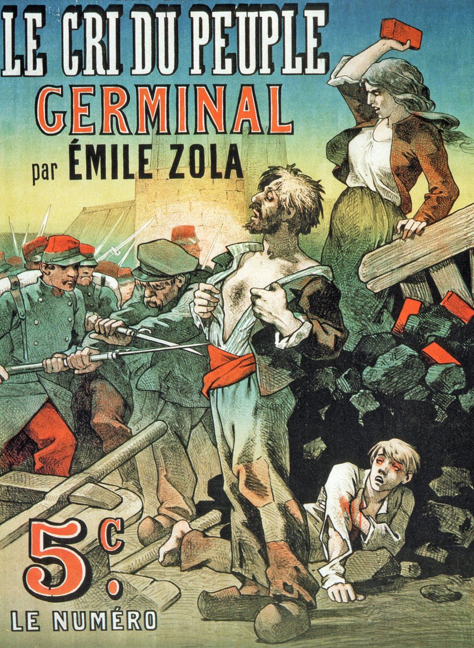 ملصق إعلان عن نشر "Germinal" للمخرج Emile Zola (1840-1902) في "Le Cri du Peuple" بواسطة ليون شوبراك