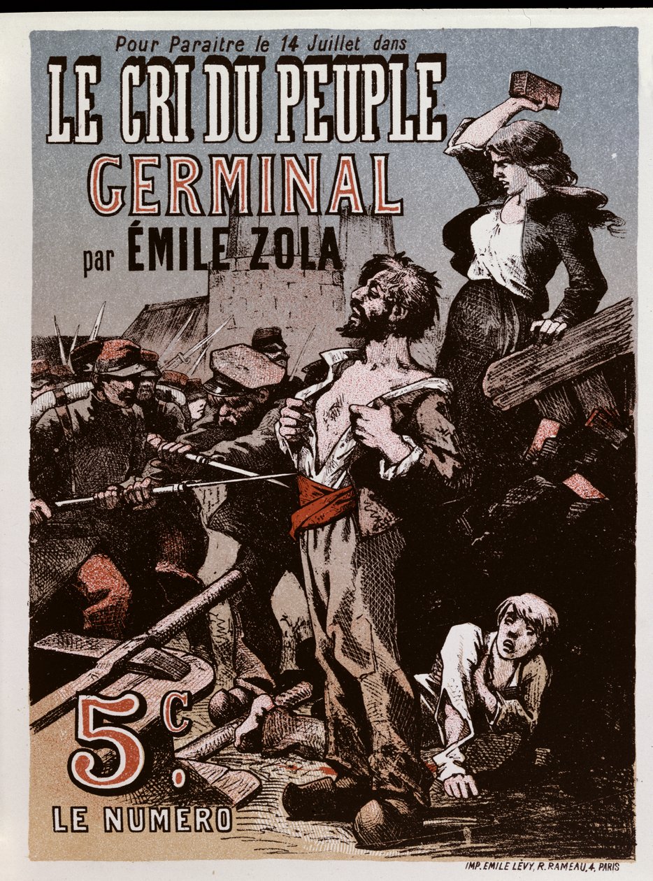 ملصق إعلان عن نشر "Germinal" للمخرج Emile Zola (1840-1902) في "Le Cri du Peuple" بواسطة ليون شوبراك