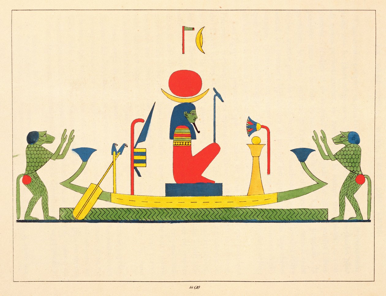 الإله خونسو ، رسم توضيحي من البانثيون المصري: مجموعة من الشخصيات الأسطورية من مصر القديمة بقلم جان فرانسوا شامبليون ، تم نشره 1823-25 بواسطة ليون جان جوزيف دوبوا