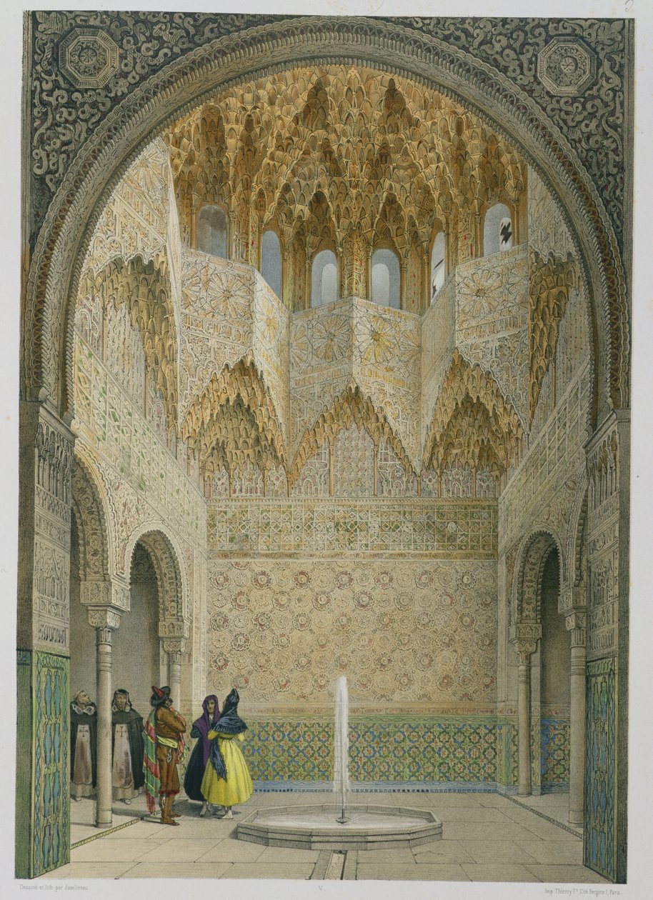 قاعة Abencerrages ، الحمراء ، غرناطة ، 1853 (ليثو ملون) بواسطة ليون أوغست أسلينو