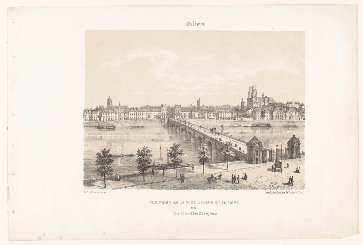 منظر لأورليان من الضفة اليسرى لوار اورليانز. جائزة Vue de la rive gauche de la Loire (العنوان على الكائن) فرنسا المعاصرة (عنوان المسلسل) La France de nos jours (عنوان السلسلة على الكائن) بواسطة ليون أوغست أسلينو