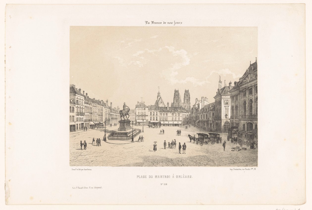 منظر لساحة مارتروي في أورليان Place du Martroi à Orléans (العنوان على الكائن) فرنسا المعاصرة (عنوان السلسلة) La France de nos jours (عنوان السلسلة على الكائن) بواسطة ليون أوغست أسلينو