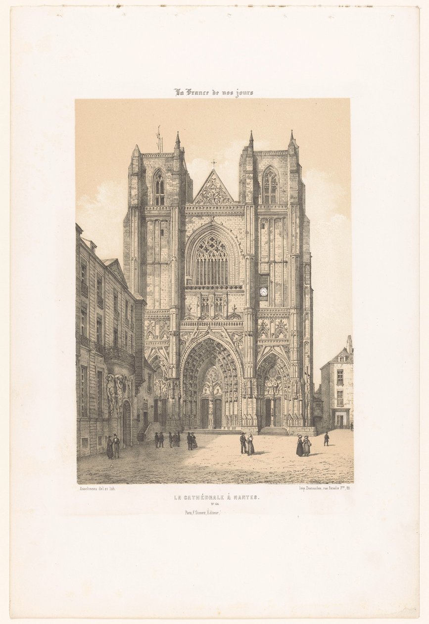 منظر لكاتدرائية القديس بطرس وسانت بول في نانت La cathédrale à Nantes (العنوان على الكائن) فرنسا المعاصرة (عنوان السلسلة) La France de nos jours (عنوان السلسلة على الكائن) بواسطة ليون أوغست أسلينو