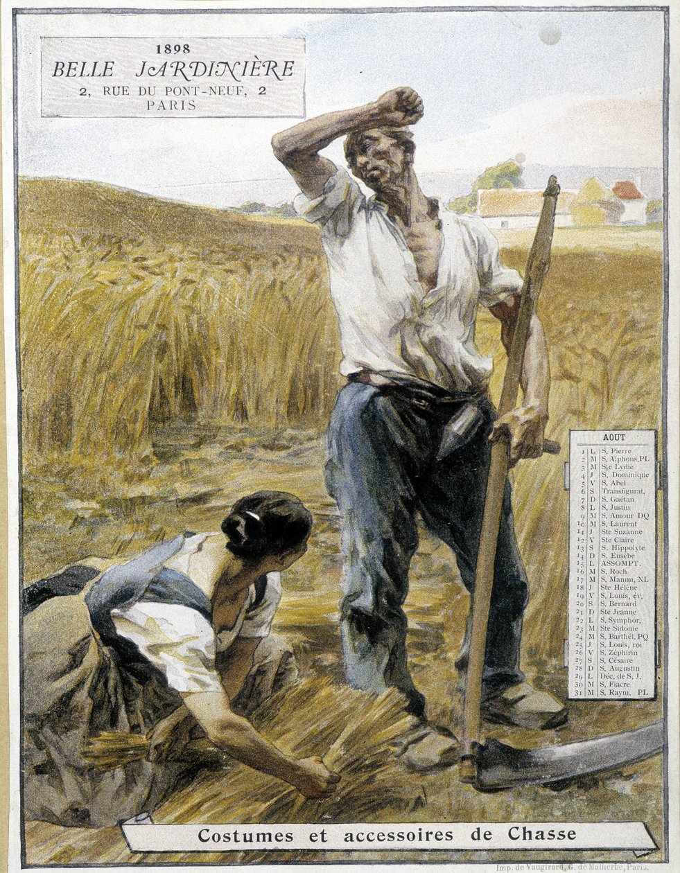 Harvest - by Lhermitte, store calendar “” The beautiful gardener””, August 1898 بواسطة ليون أوغسطين ليرميت