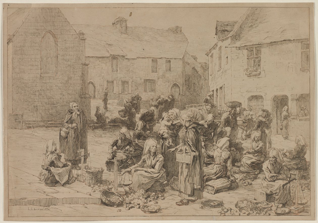 سوق التفاح في لانديرنو ، 1878. بواسطة ليون أوغسطين ليرميت