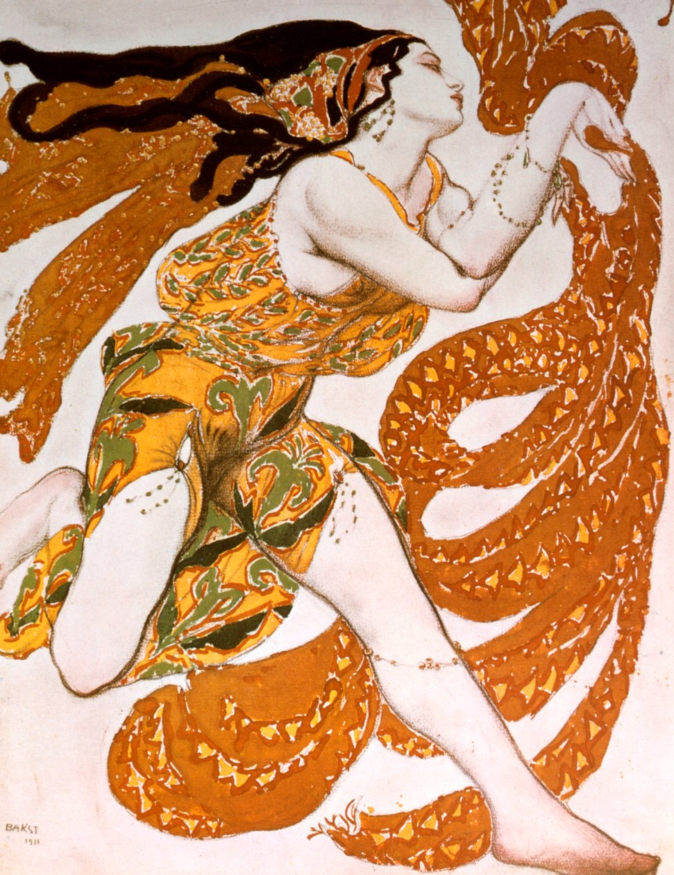 Bacchante ، تصميم الأزياء لإنتاج باليه روس لإنتاج Tcherepnins Narcisse ، 1911 بواسطة ليون باكست