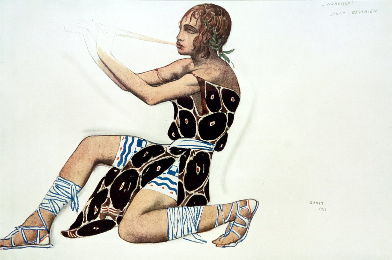 Beotien ، تصميم زي إنتاج Ballets Russes من Narcisse ، الموسيقى التي كتبها Tcherepnin ، 1911 بواسطة ليون باكست