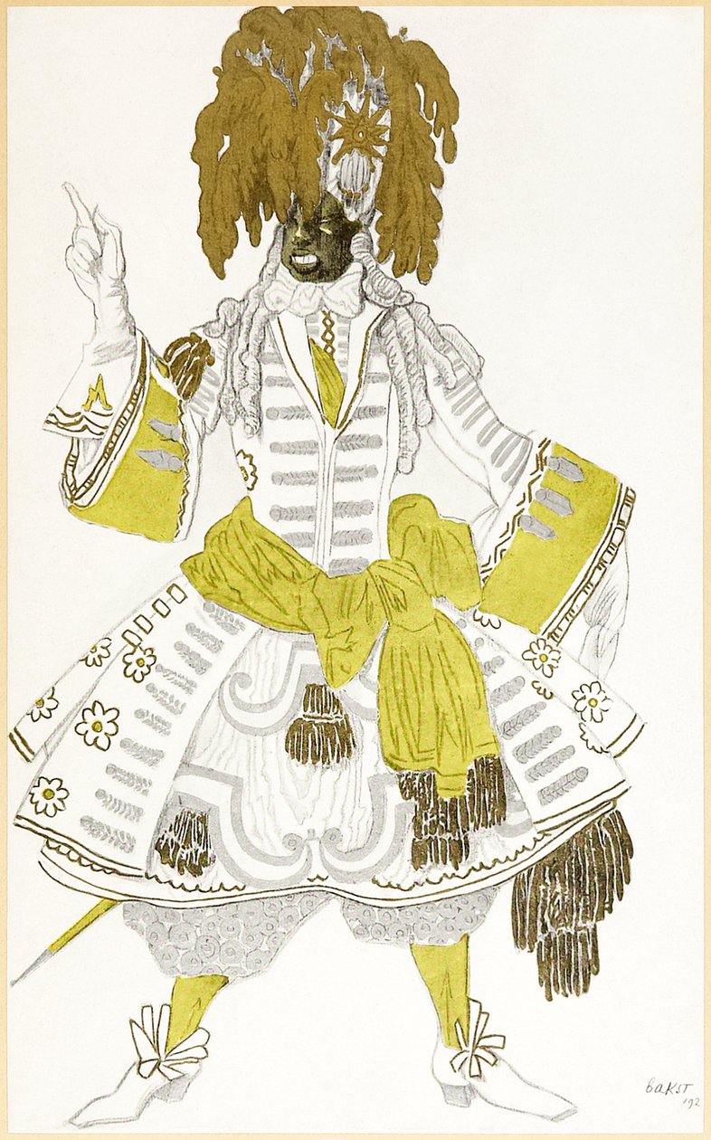 تصميم زي الحارس الأسود من "The Designs of Léon Bakst for The Sleeping Princess" بواسطة ليون باكست