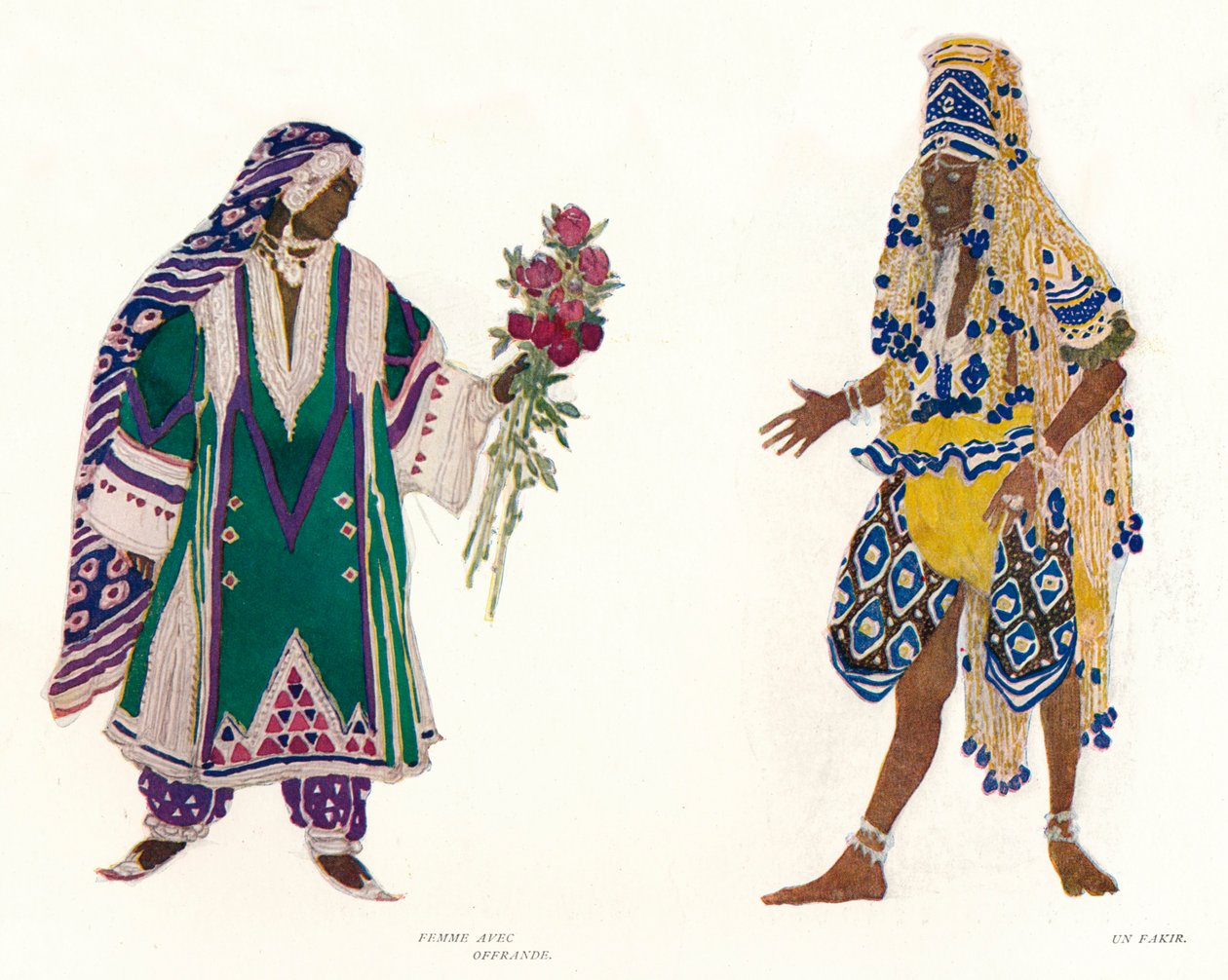 تصاميم أزياء الباليه الروسي لو ديو بلو ، c1912 بواسطة ليون باكست