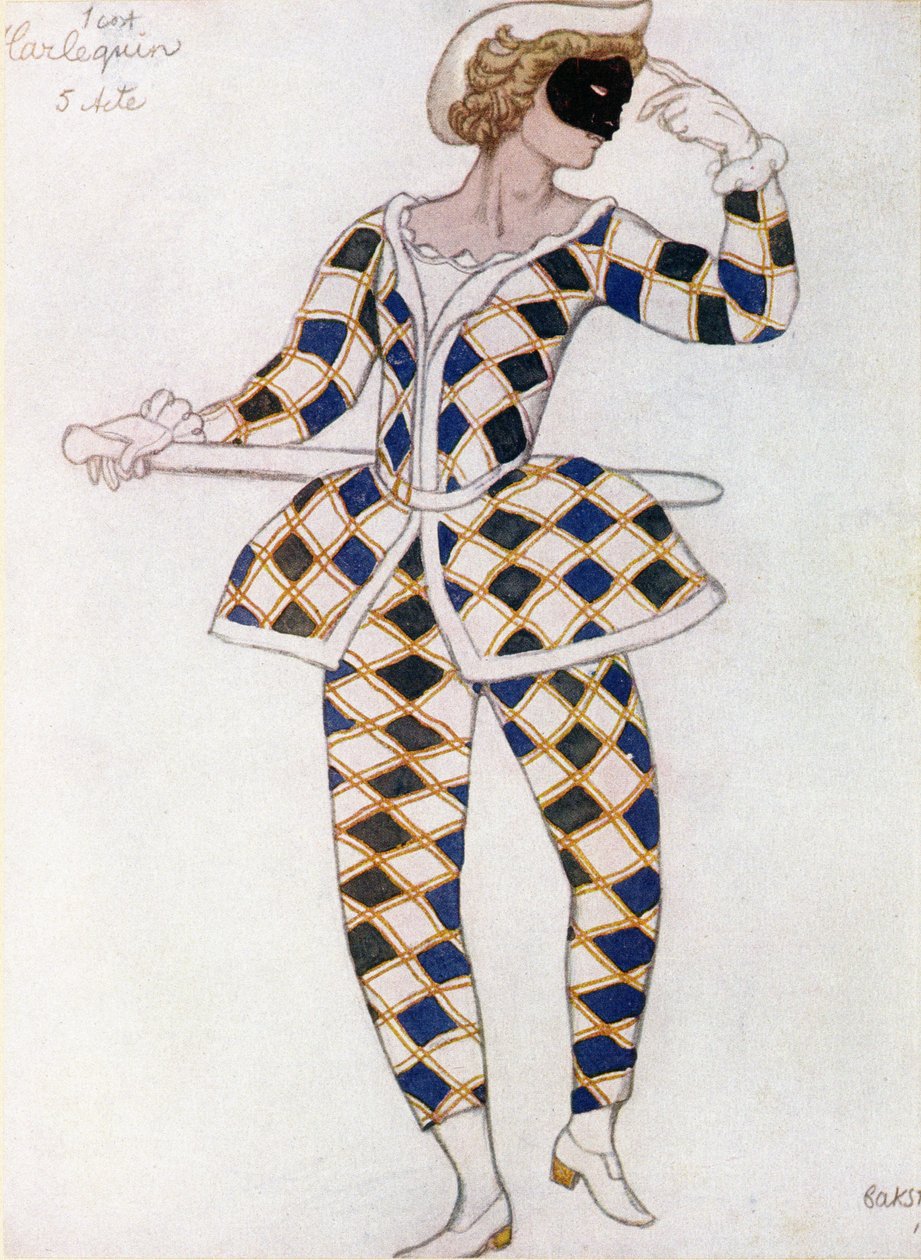 تصميم أزياء Harlequin ، من Sleeping Beauty ، 1921 بواسطة ليون باكست