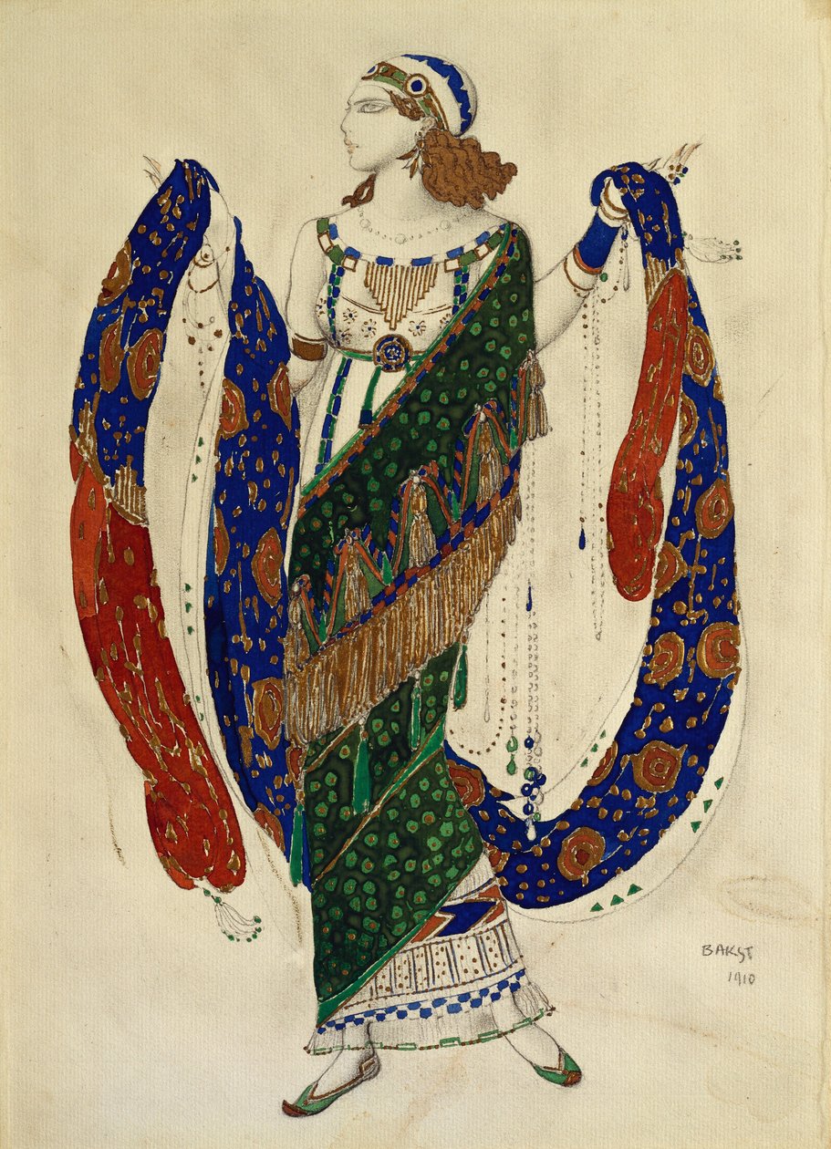 تصميم ازياء لراقصة من كليوباترا 1910 بواسطة ليون باكست