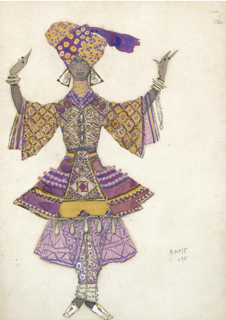 تصميم الأزياء لإله الباليه الأزرق من قبل R.Hahn ، 1911 بواسطة ليون باكست