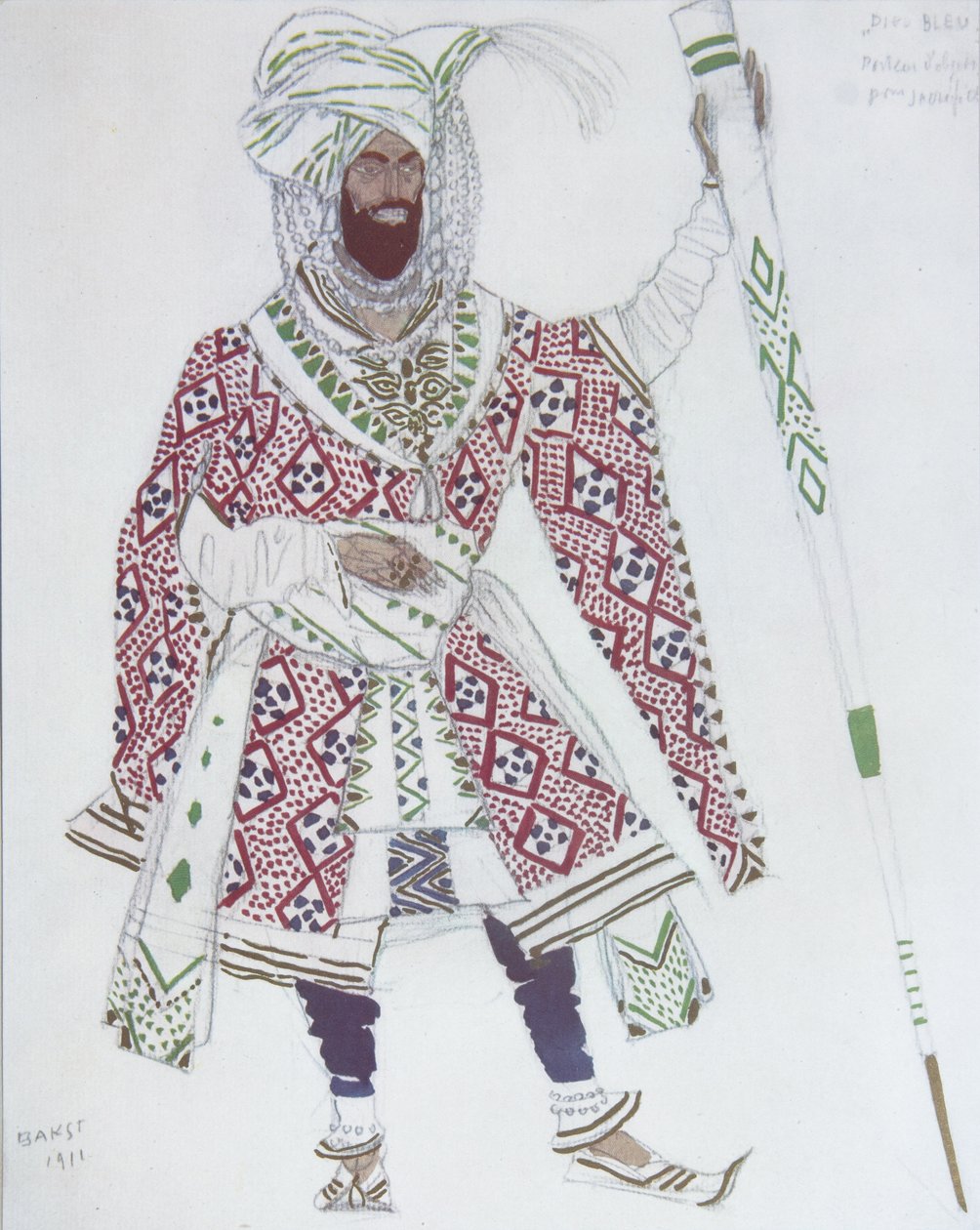 تصميم الأزياء لإله الباليه الأزرق من قبل R.Hahn ، 1912 بواسطة ليون باكست