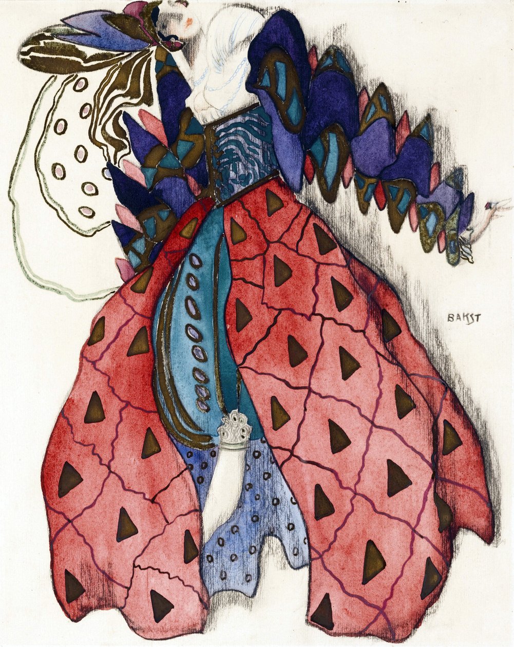 تصميم أزياء باليه "La Legende de Joseph" بقلم R. Strauss - Bakst ، Leon (1866-1924) - 1914 - ألوان مائية ، غواش على ورق - 33x28 - مجموعة خاصة بواسطة ليون باكست