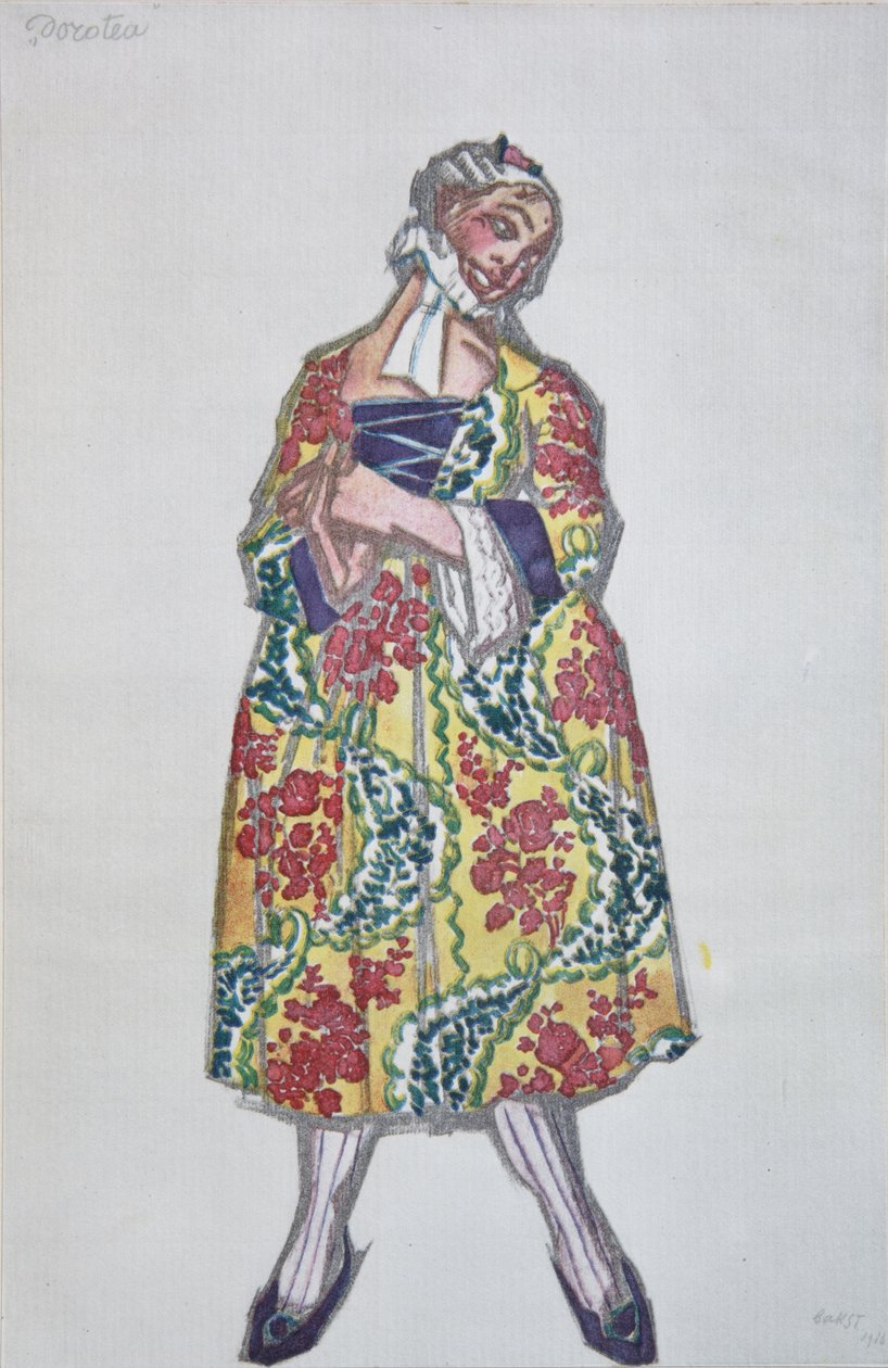 تصميم أزياء الباليه المرأة في مزاج جيد من قبل جولدوني ، 1917 بواسطة ليون باكست