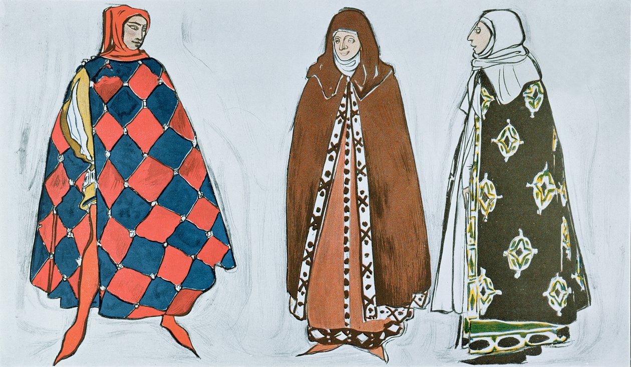 تصميمات أزياء "Le Martyre de Saint Sebastien" ، عمل درامي بتكليف من إيدا روبنشتاين مع libretto بقلم Gabriele d&39;Annunzio ، موسيقى كلود ديبوسي ، تصميم الرقصات بواسطة Mikhail Fokine ، costu بواسطة ليون باكست
