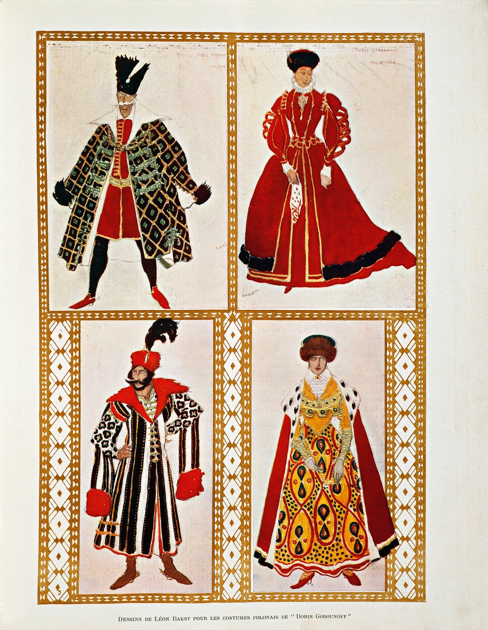 Costumes for the Polonaise Boris Godunov by Modest Mussorgsky (watercolour) بواسطة ليون باكست