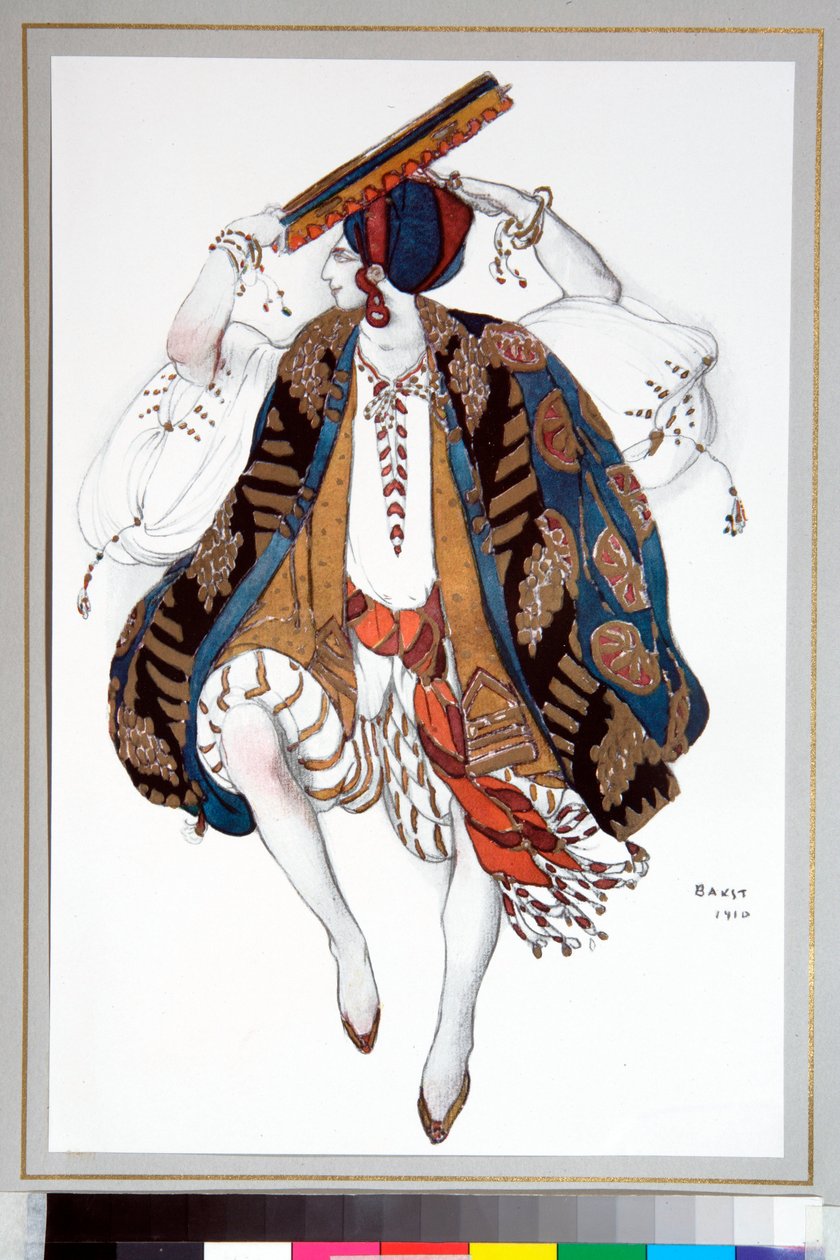 زي "راقص يهودي" من تصميم ليون باكست (1866-1924) لباليه "كليوباتري" لفرقة الباليه الروسية بواسطة ليون باكست