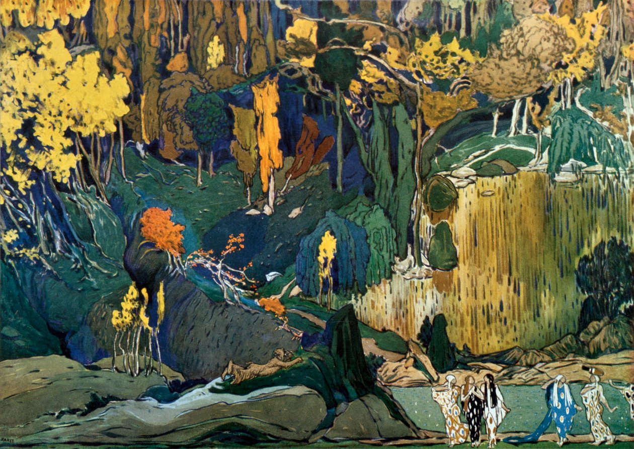 ديكور لرقص الباليه ديبوسيس LApres-midi dun faune The Afternoon of a Faun، 1912 بواسطة ليون باكست