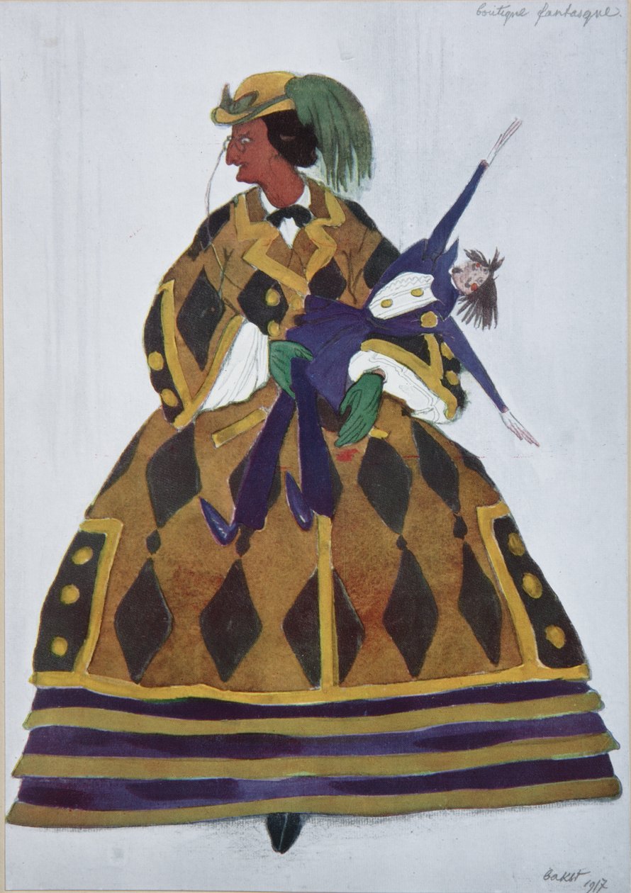امرأة إنجليزية. تصميم أزياء الباليه The Magic Toy Shop بواسطة G. Rossini ، 1919 بواسطة ليون باكست