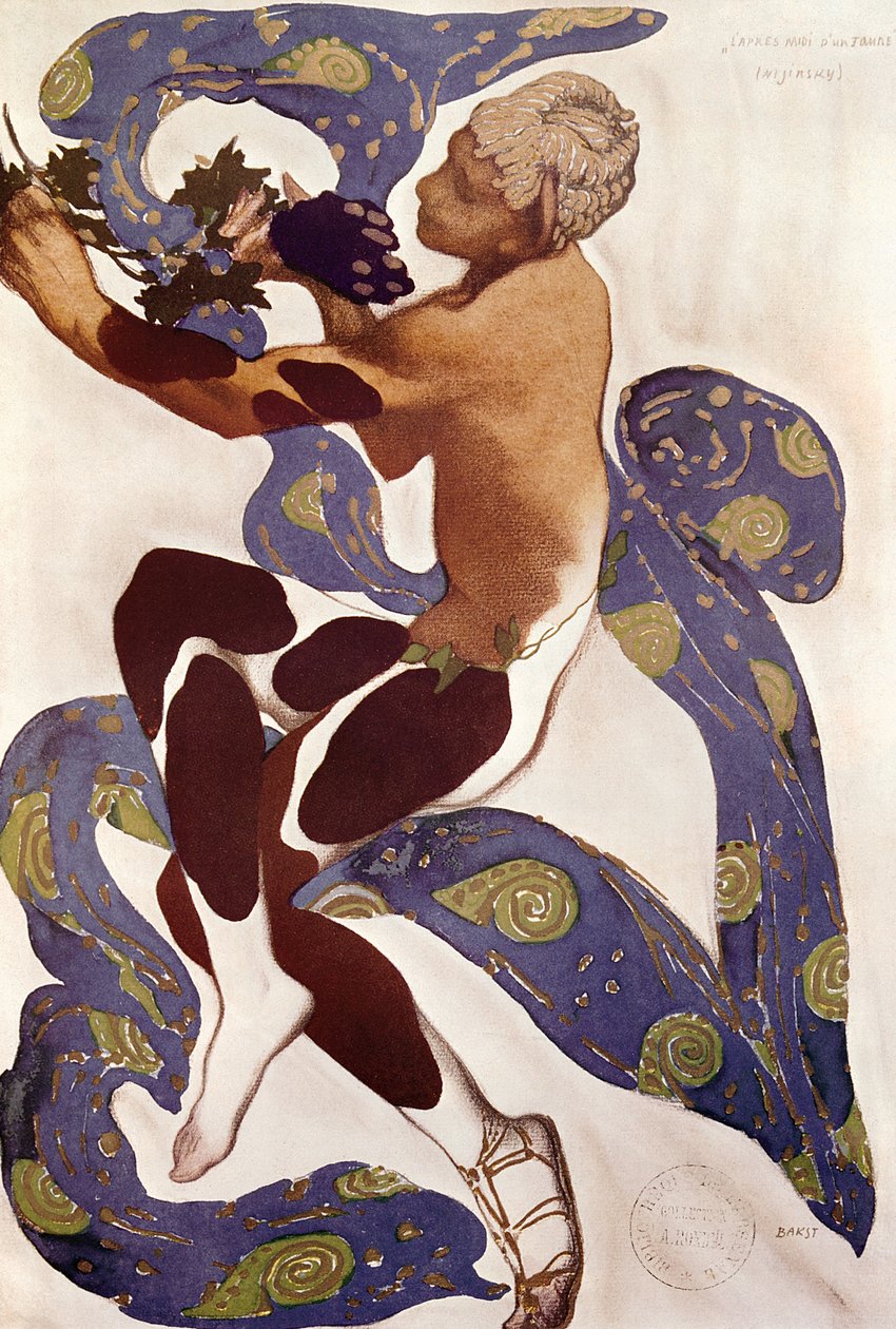 &39;L&39;Apres Midi d&39;un Faune&39; ، تصميم أزياء لـ Nijinsky (1890-1950) من &39;l&39;Art Decoratif de Leon Bakst&39; بواسطة Arsene Alexandre (1859-1937) و Jean Cocteau (1889-1963) 1912 بواسطة ليون باكست