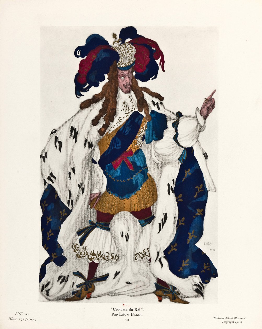 "Le roi" "زي ليون باكست بور لو باليه" "La belle au bois dormant de Piotr Tchaikovski (1840-1893) (الملك ، تصميم أزياء رقص الباليه النائم بقلم P Tchaikovsky - Bakst ، Leon (1866-1924 ) - 1921 - الطباعة الحجرية الملونة) مجموعة خاصة بواسطة ليون باكست