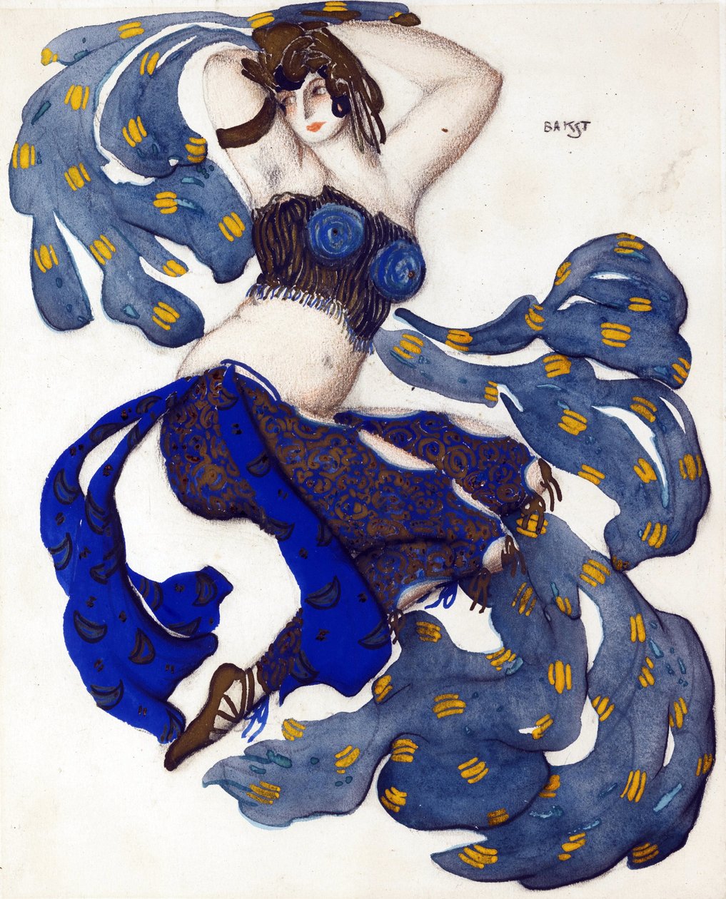 جارية. تصميم أزياء باليه شهرزاد من تصميم N.Rimsky-Korsakov - Bakst ، Leon (1866-1924) - 1910 - ألوان مائية ، غواش على ورق - 33x28 - مجموعة خاصة بواسطة ليون باكست