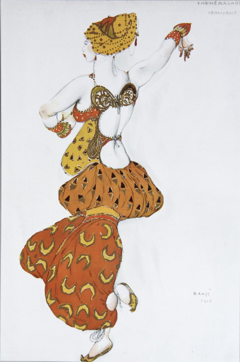 جارية. تصميم أزياء الباليه شهرزاد من تأليف N.Rimsky-Korsakov ، 1910 بواسطة ليون باكست