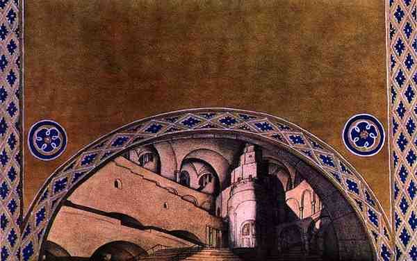 تصميم مناظر لشهيد القديس سيباستيان حوالي 1911-1922 (ليثو ملون) بواسطة ليون باكست