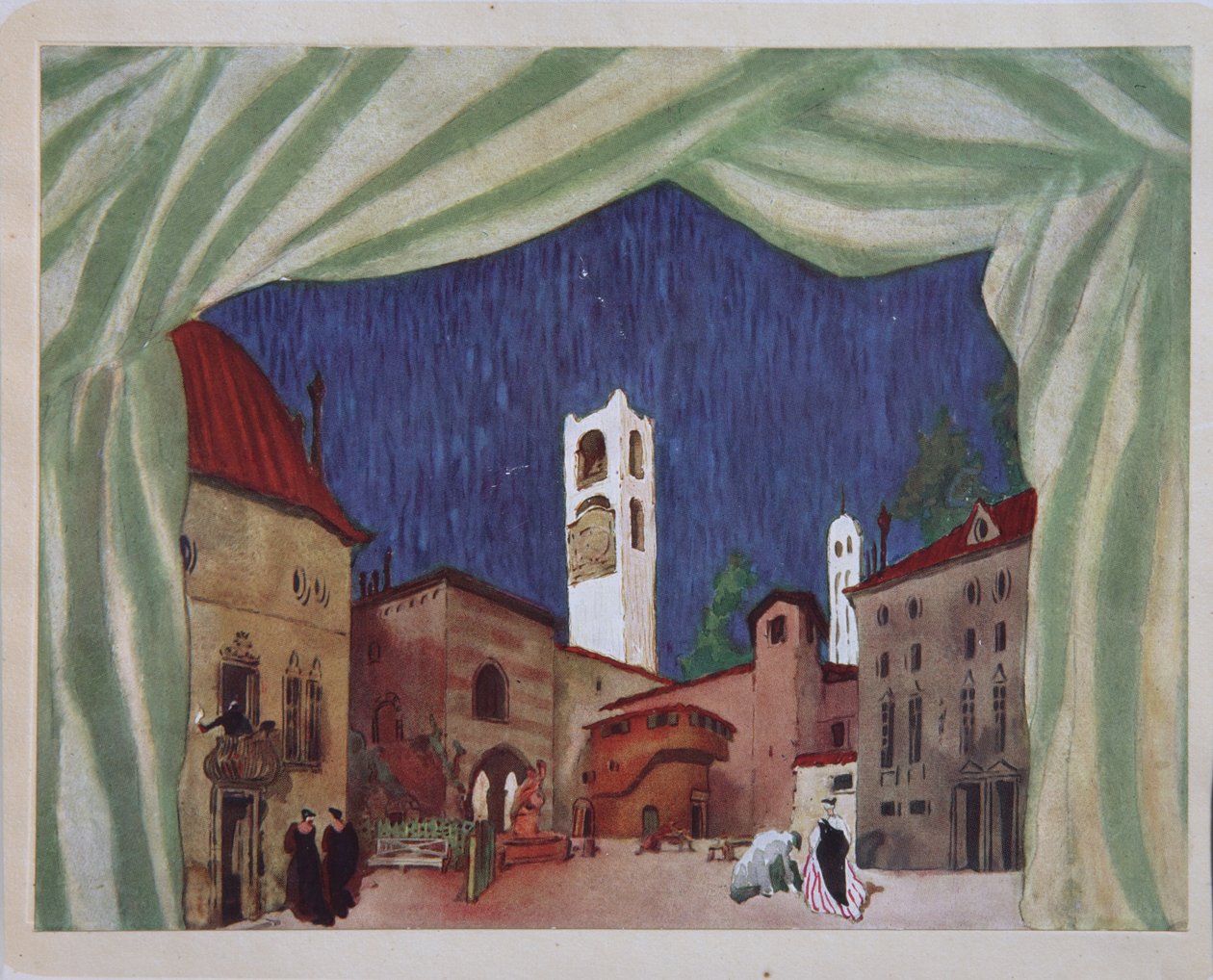 تصميم المسرح للباليه المرأة في مزاج جيد بقلم C. Goldoni ، 1917 بواسطة ليون باكست