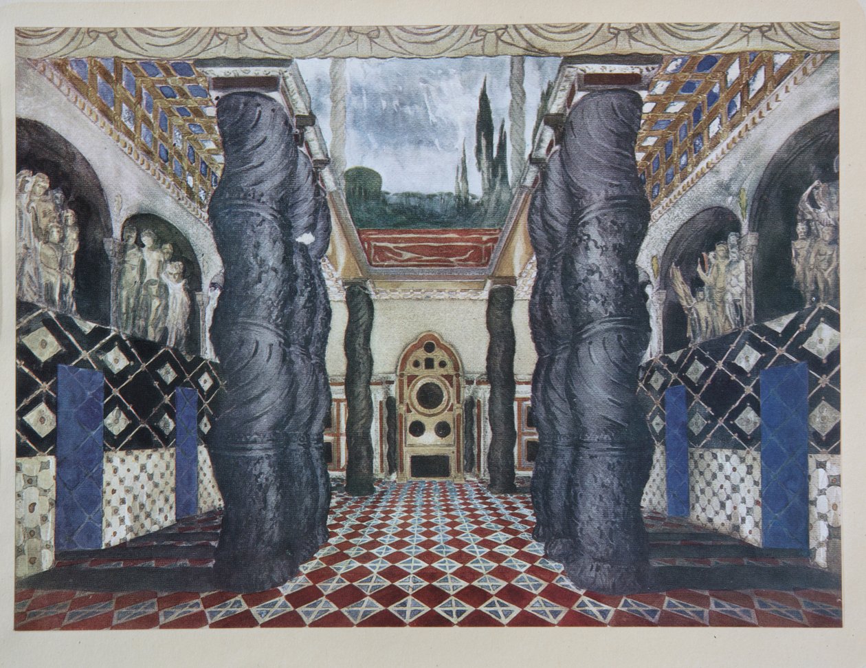 تصميم المسرح لمسرحية استشهاد القديس سيباستيان بواسطة غابرييل دانوزيو ، 1922 بواسطة ليون باكست