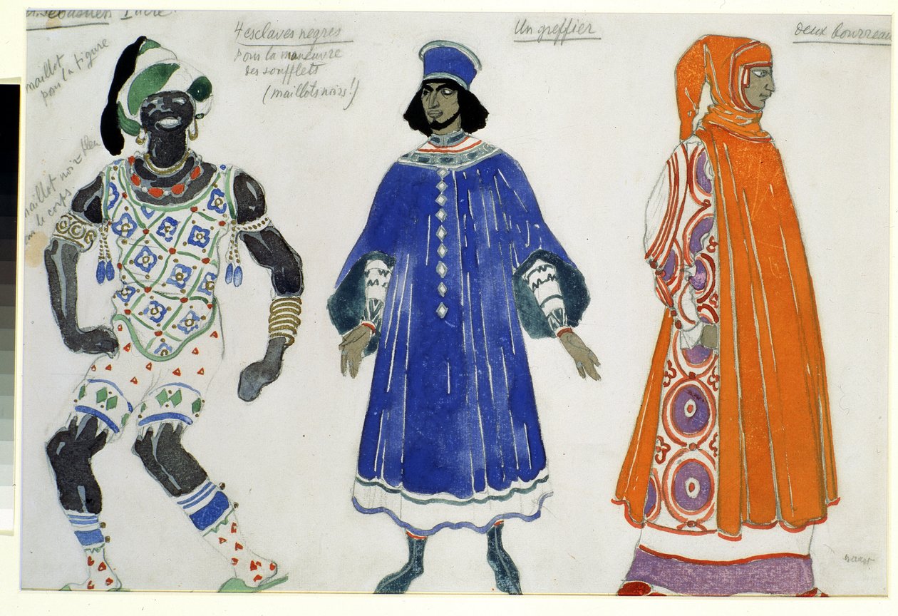 زي للباليه "لو مارتيري دي سان سيباستيان" لغابرييل دانونزيو (1863-1938) 1911 (غواش على ورق) بواسطة ليون باكست
