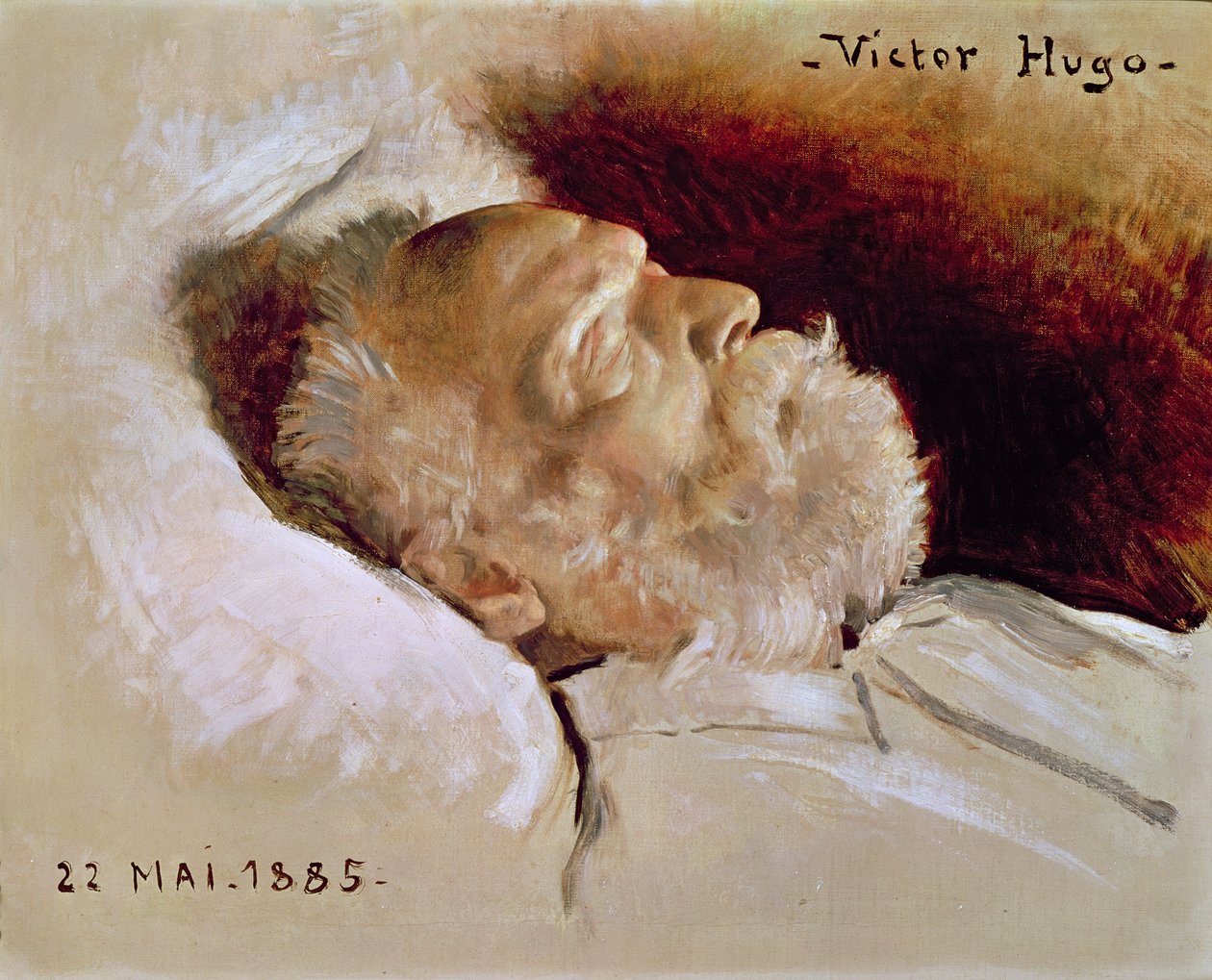 صورة لفيكتور هوغو (1802-1885) على فراش موته ، 22 مايو 1885 بواسطة ليون دانيال سوبس