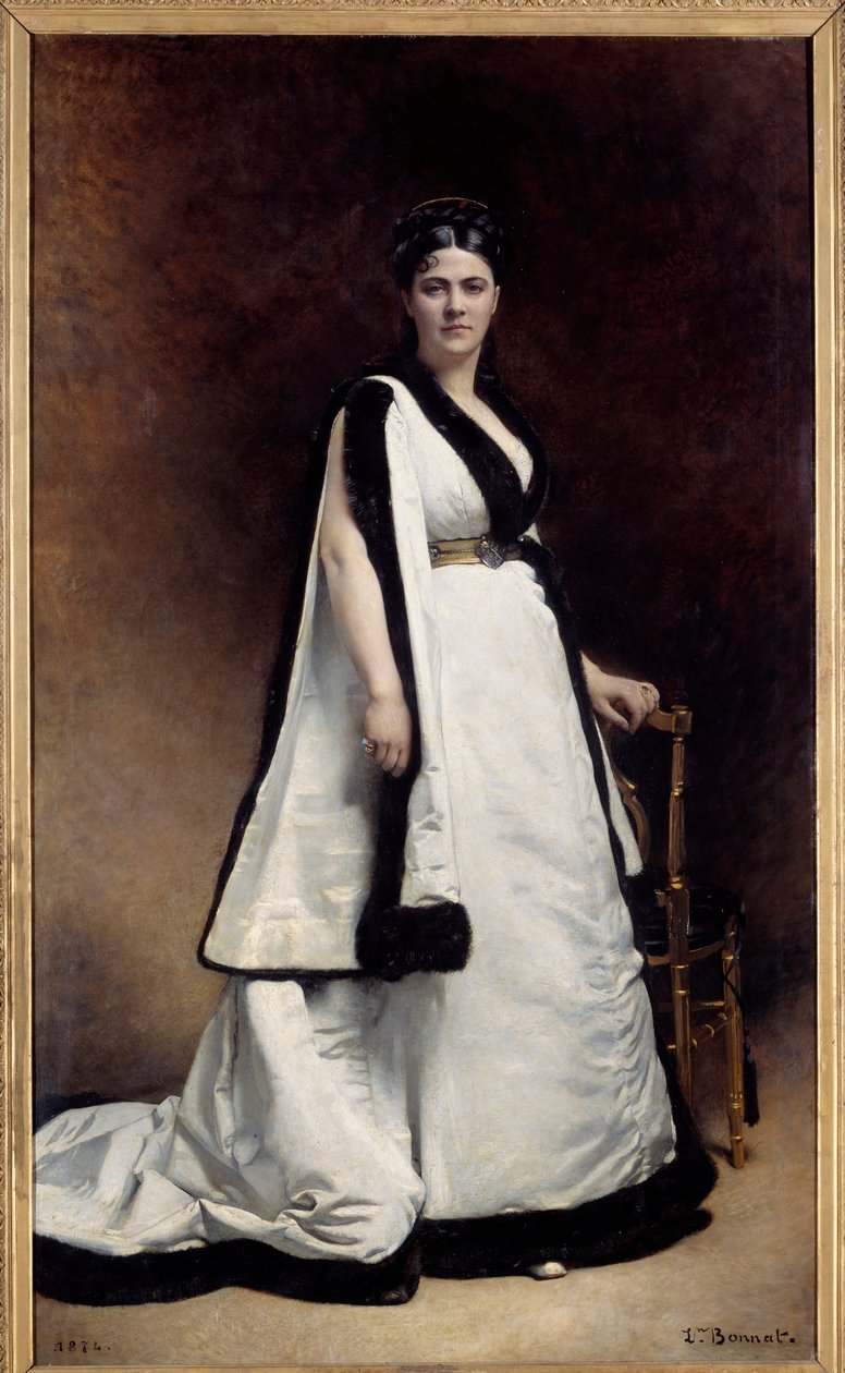 صورة كاملة الطول لمدام باسكا (1835-1914) كاتبة مسرحية. لوحة ليون جوزيف بونات (1833-1922) بواسطة ليون جوزيف فلورنتين بونات