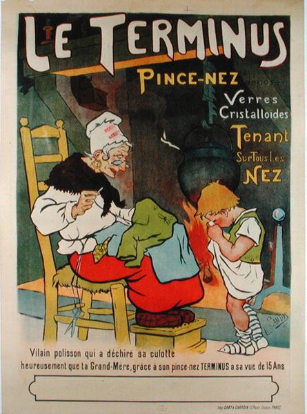 إعلان ملصق عن "Le Terminus pince-nez" بواسطة ليون سانديس