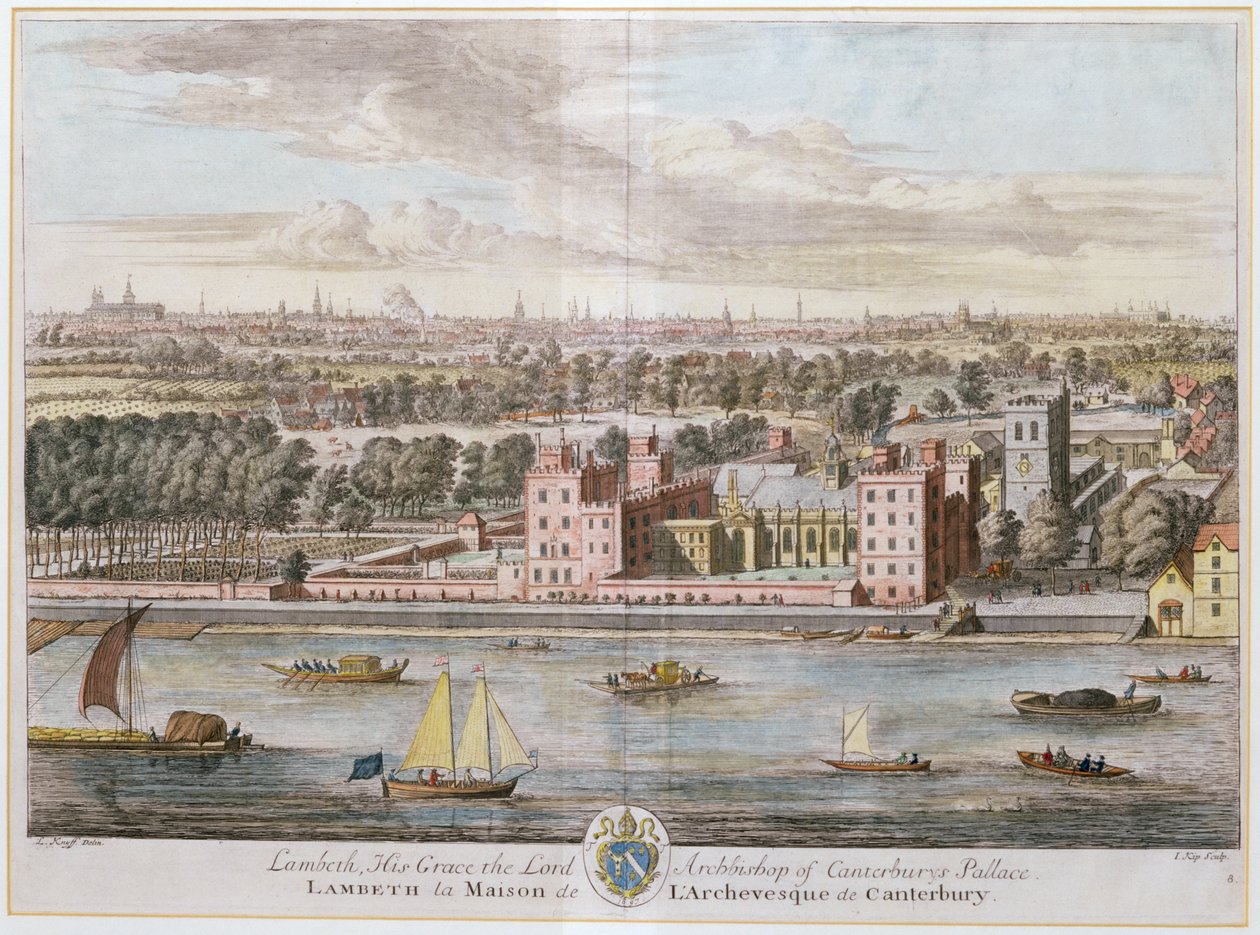 قصر لامبيث ، مقر رئيس أساقفة كانتربري ، نقوش يوهانس كيب (c.1652-1722) بواسطة ليونارد كينيف