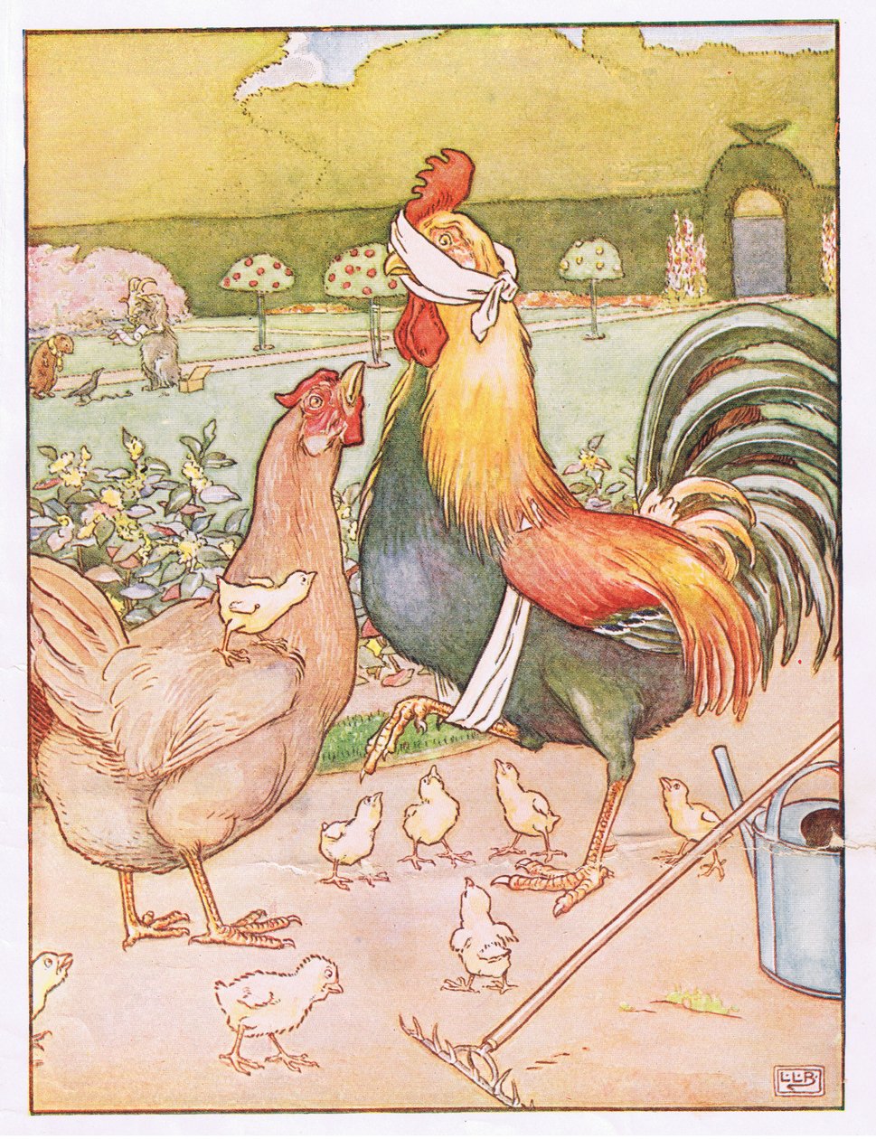 وكان الديك يطرق سيئة ، التوضيح من &39;Johnny Crow&39;s Party&39; ، c.1930 بواسطة ليونارد ليزلي بروك