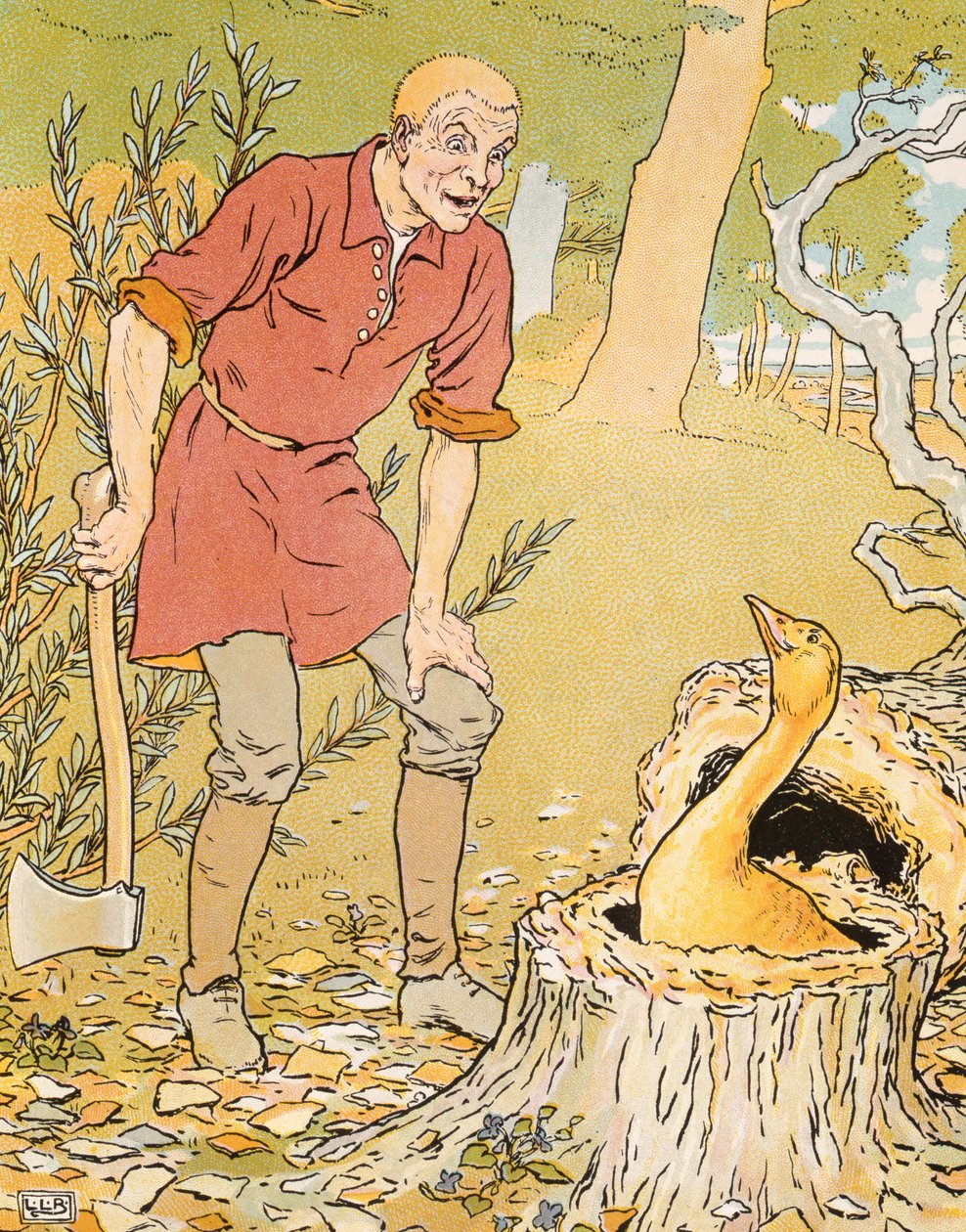عثرت Dunderhead على أوزة ذهبية ، رسم توضيحي من "Golden Goose" بواسطة ليونارد ليزلي بروك